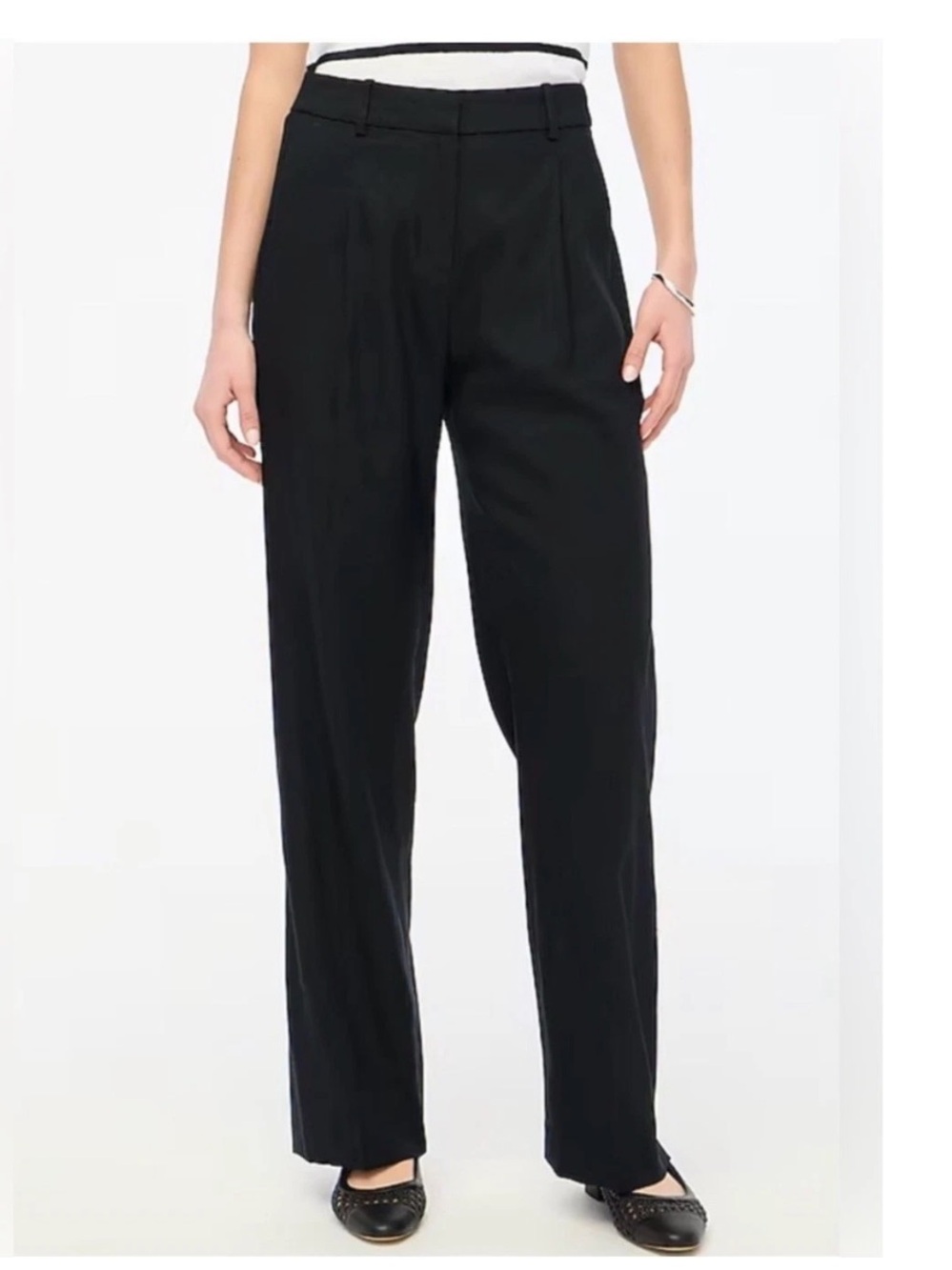 J.Crew Black Linen Blend Wide Leg Trousers Pants BY754 Womens 6